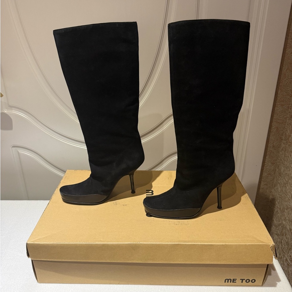 Sergio Rossi Women's Black Suede Knee-High Boots